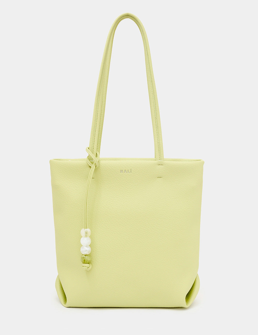 Borsa Nalì A Spalla Toronto Small Verde, tote in pelle verde chiaro con perline bianche