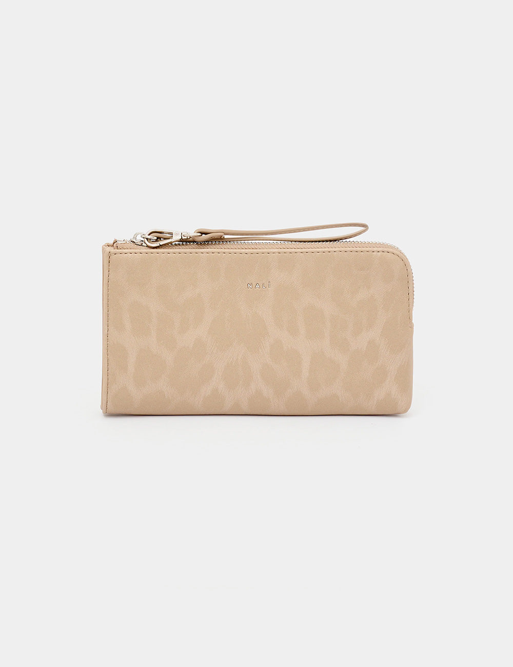 Portafoglio Nalì Perth Beige con stampa leopardata beige, zip metallica
