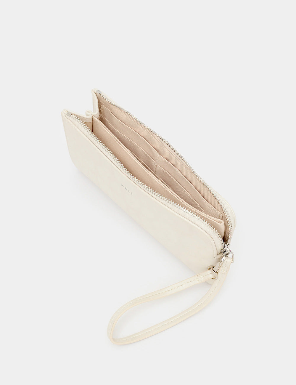 Portafoglio Nalì Perth Crema in pelle color crema con zip e slot carte