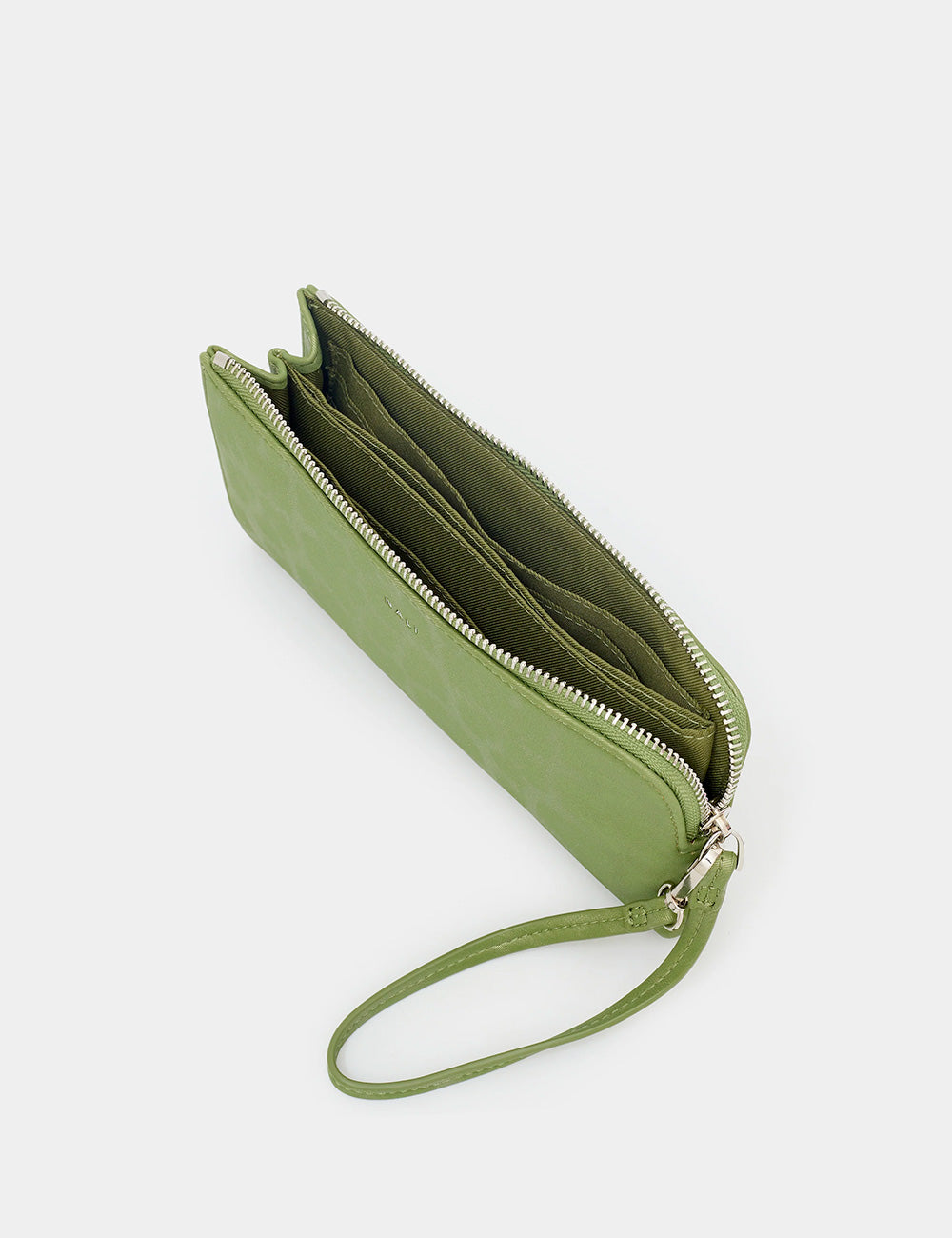 Nalì Portafogli Perth Verde, porta carte in pelle verde oliva con zip
