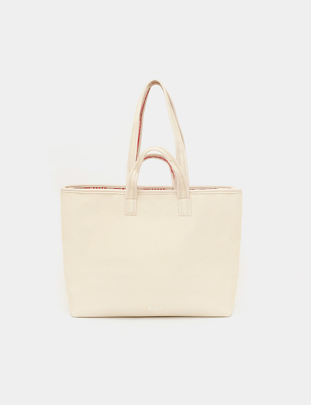 Borsa Nalì A Spalla Kasia Double Rossa beige testurizzata con interni rosa