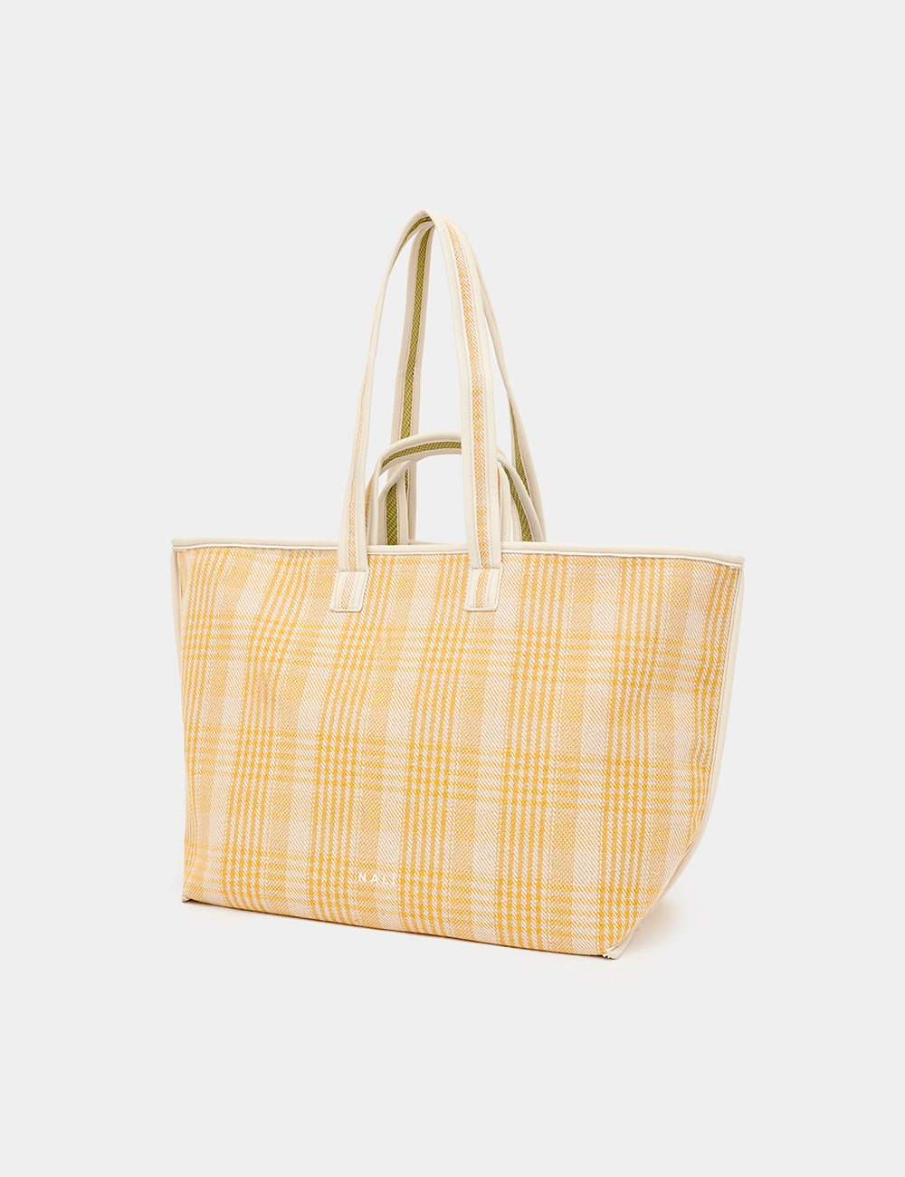 Borsa a spalla Nalì Kasia Double Gialla beige e gialla a quadri con manici coordinati