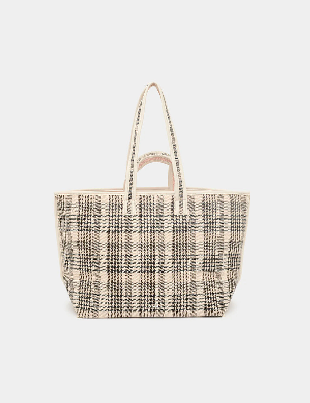 Borsa tote Nalì A Spalla Kasia Double Nera beige e nera a quadri con manici coordinati