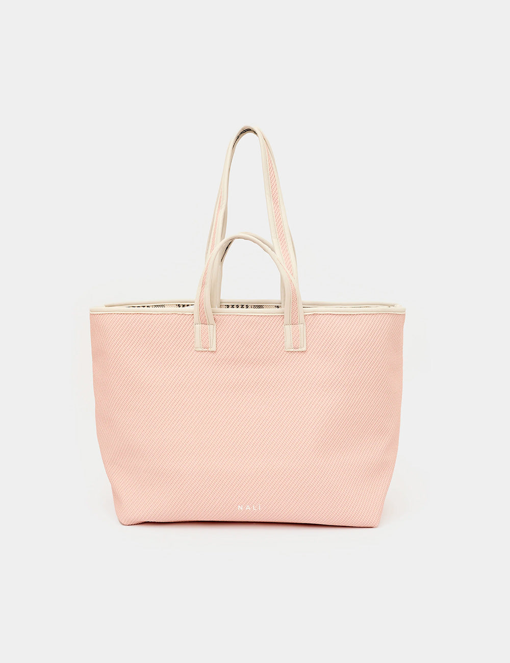 Borsa tote Nalì A Spalla Kasia Double Nera rosa con manici crema