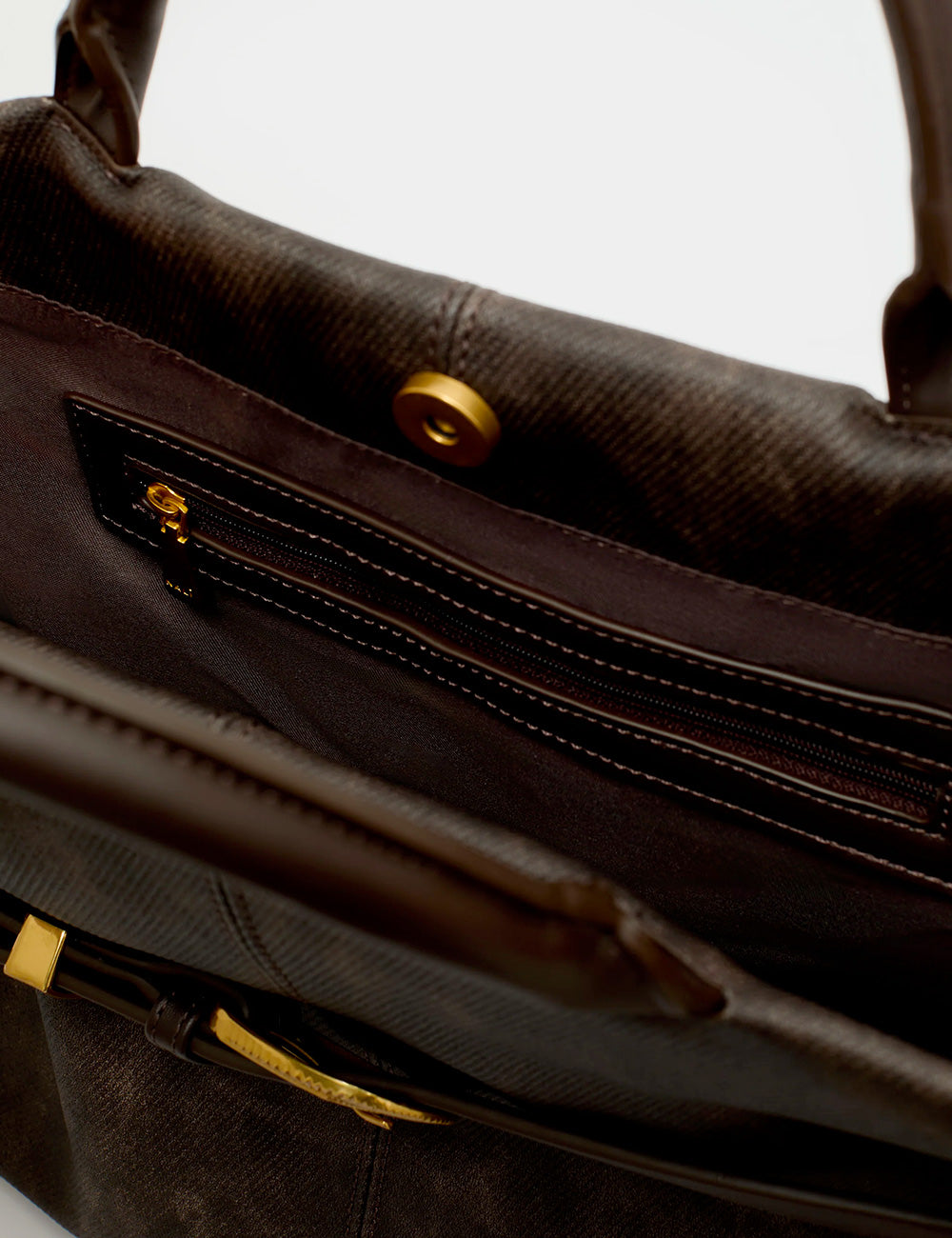 Borsa in pelle marrone scuro Nalì A Mano Melissa Caffè con hardware dorato