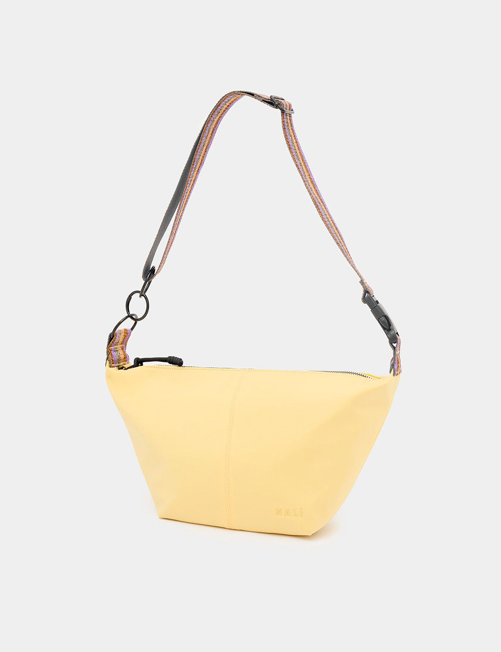 Borsa Nalì A Spalla Nina Gialla, gialla pallida minimalista con tracolla intrecciata