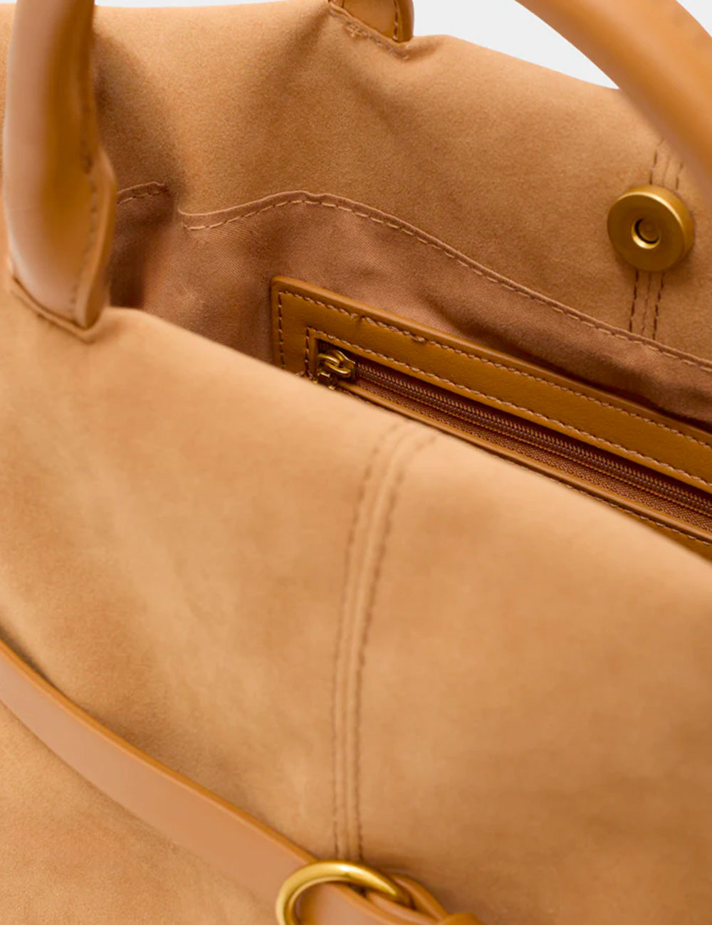 Borsa tote Nocciola Melissa New Nalì A Mano in suede color nocciola con hardware oro