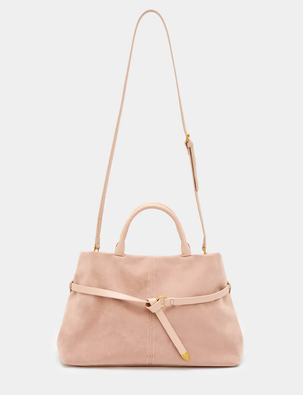 Borsa tote Nalì A Mano Melissa New Cipria rosa cipria in suede con tracolla regolabile oro