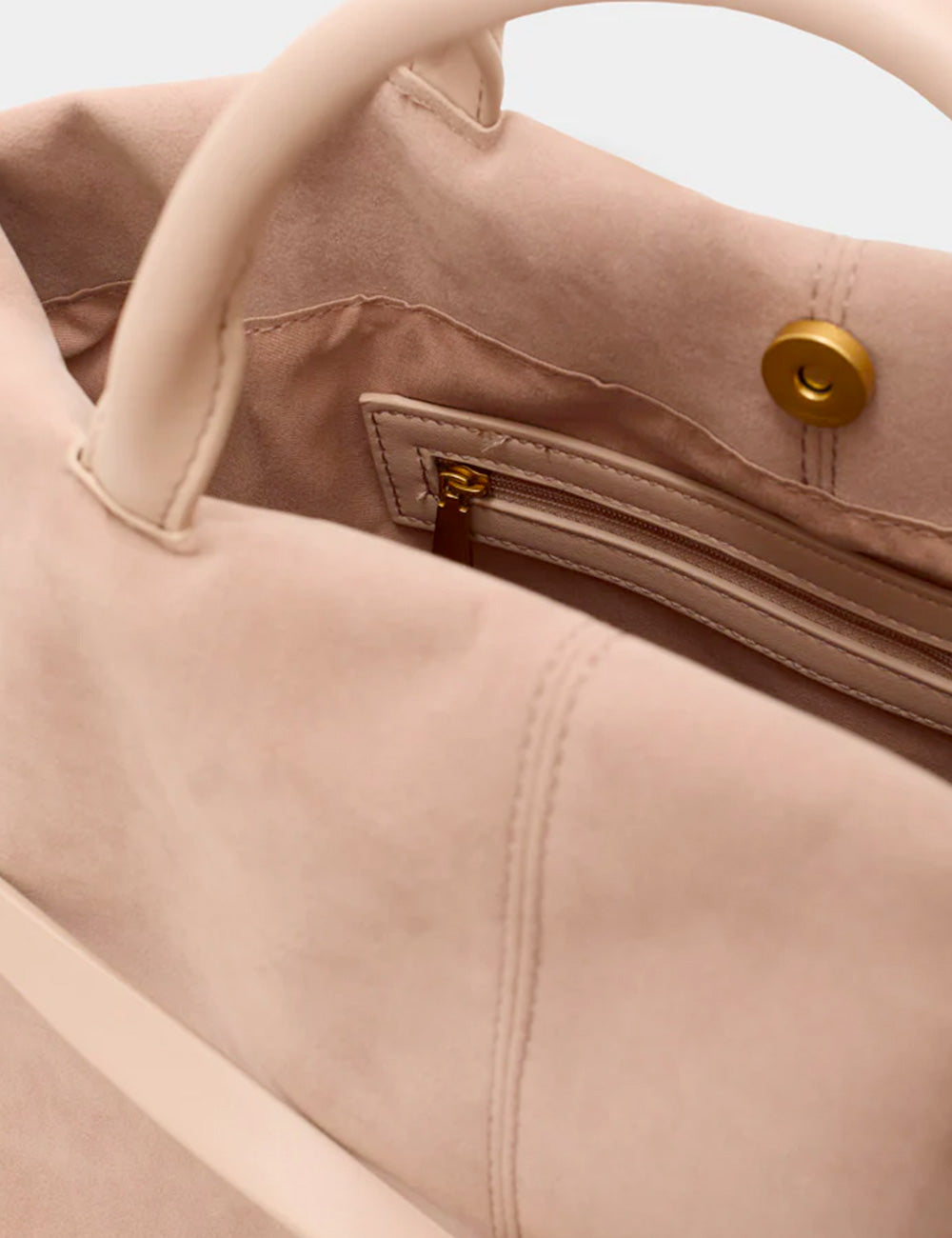 Borsa tote Nalì A Mano Melissa New Cipria in suede cipria con manici crema e hardware oro