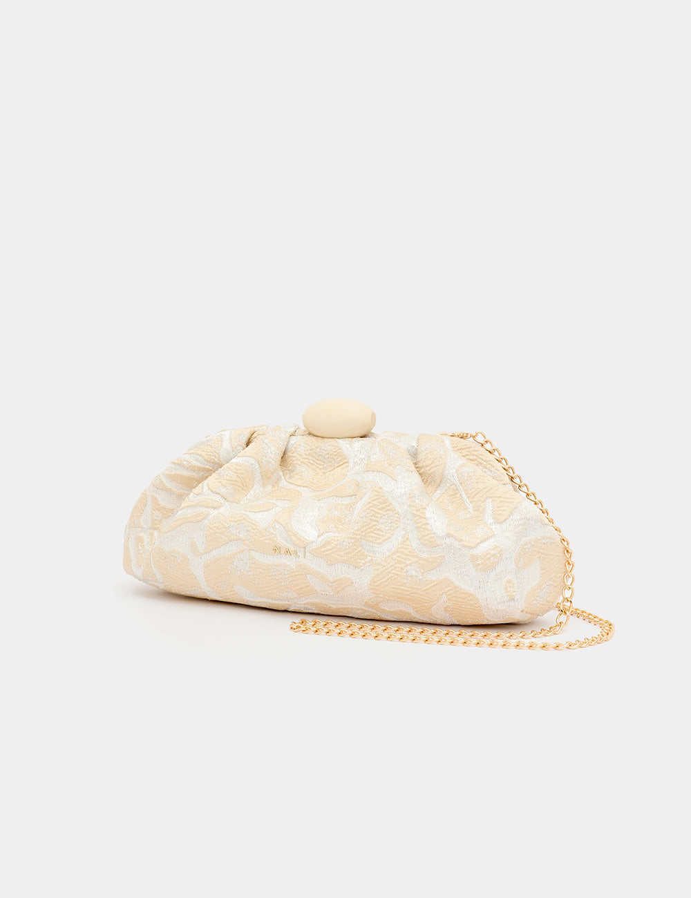 Pochette Nalì Isabella Crema, crema con catena oro e fiore delicata