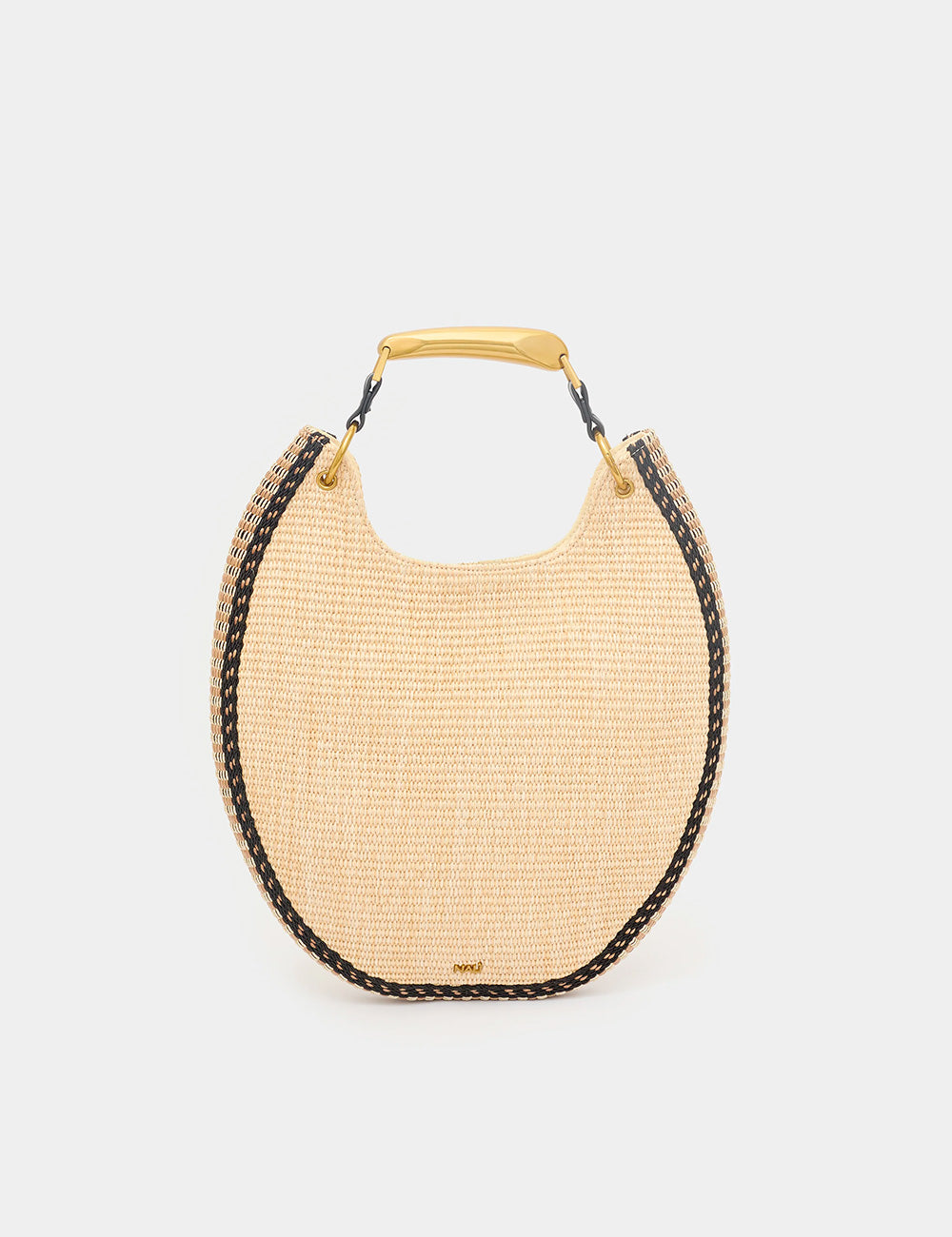 Borsa Nalì A Mano Mallorca Beige intrecciata paglia con manico oro