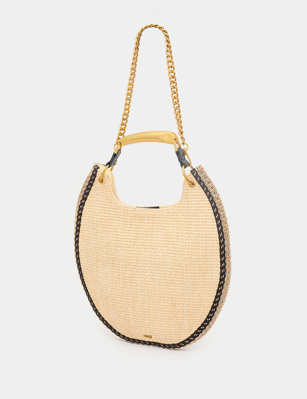 Borsa Nalì A Mano Mallorca Beige intrecciata paglia con catena oro