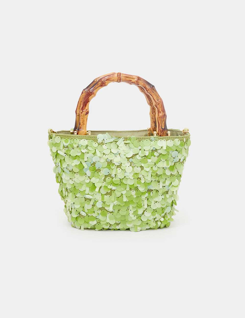 Borsa Nalì A Mano Nizza Verde verde lime con manico in bambù