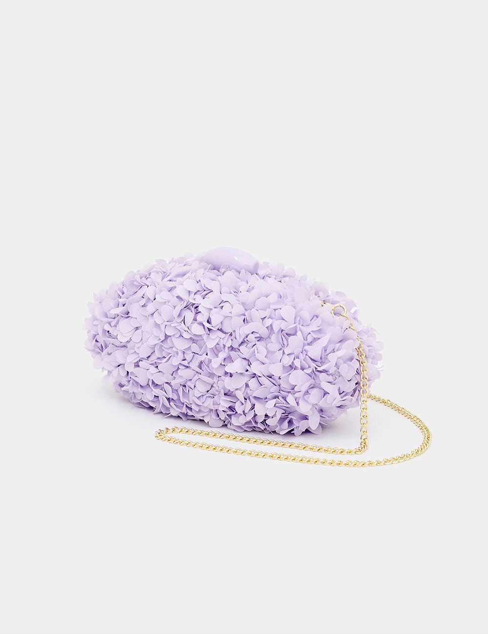 Clutch Nalì Cloud Lilla ispirata a ortensie lilla con tracolla catena oro