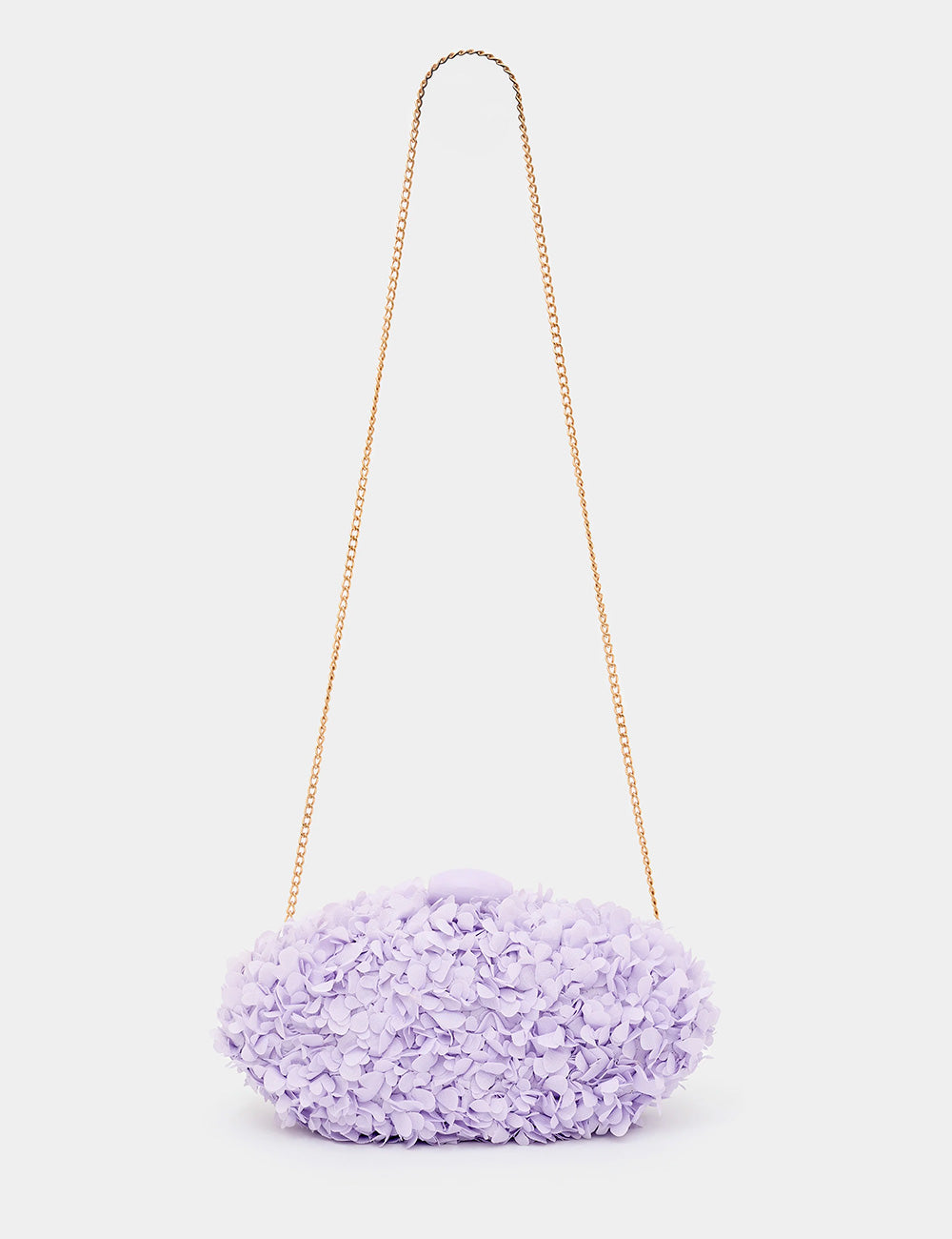 Clutch Nalì Cloud Lilla in lilla con tracolla catena oro e fiori di lavanda