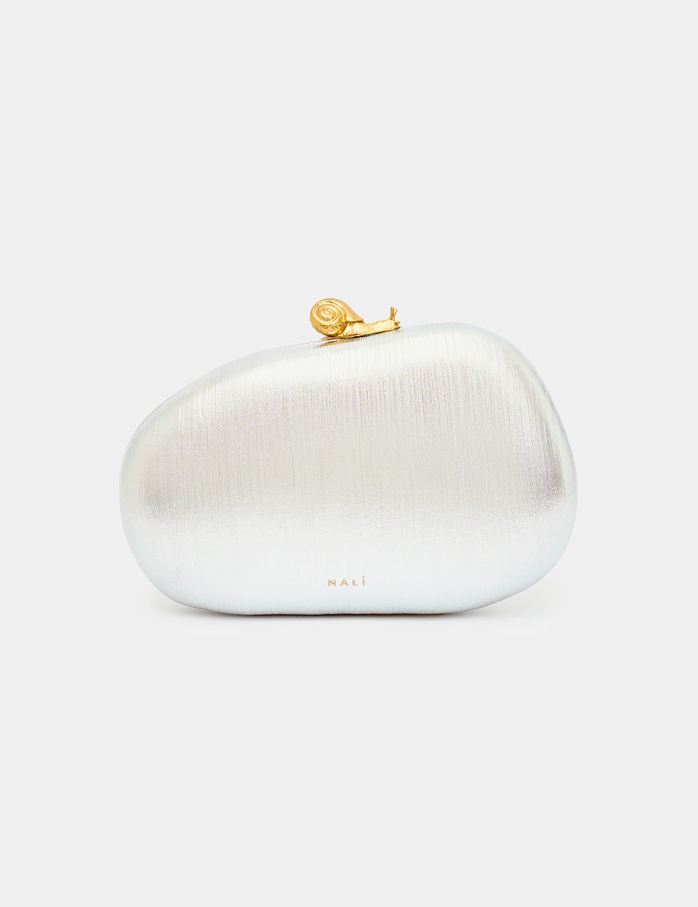 Clutch Nalì Zahra Argento con chiusura lumaca oro su argento metallizzato