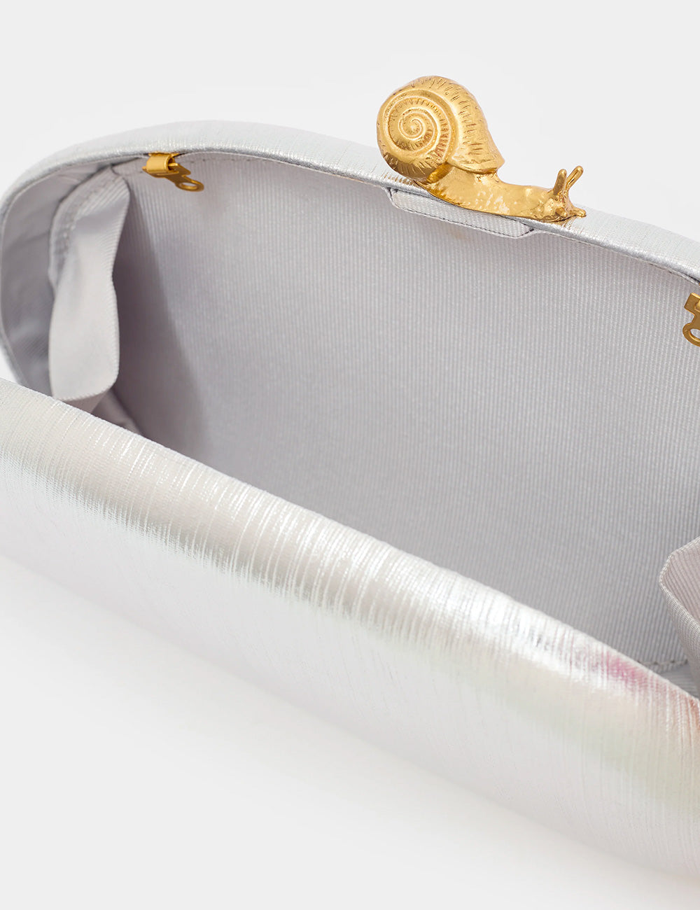 Clutch Nalì Zahra Argento con chiusura lumaca oro su argento metallizzato