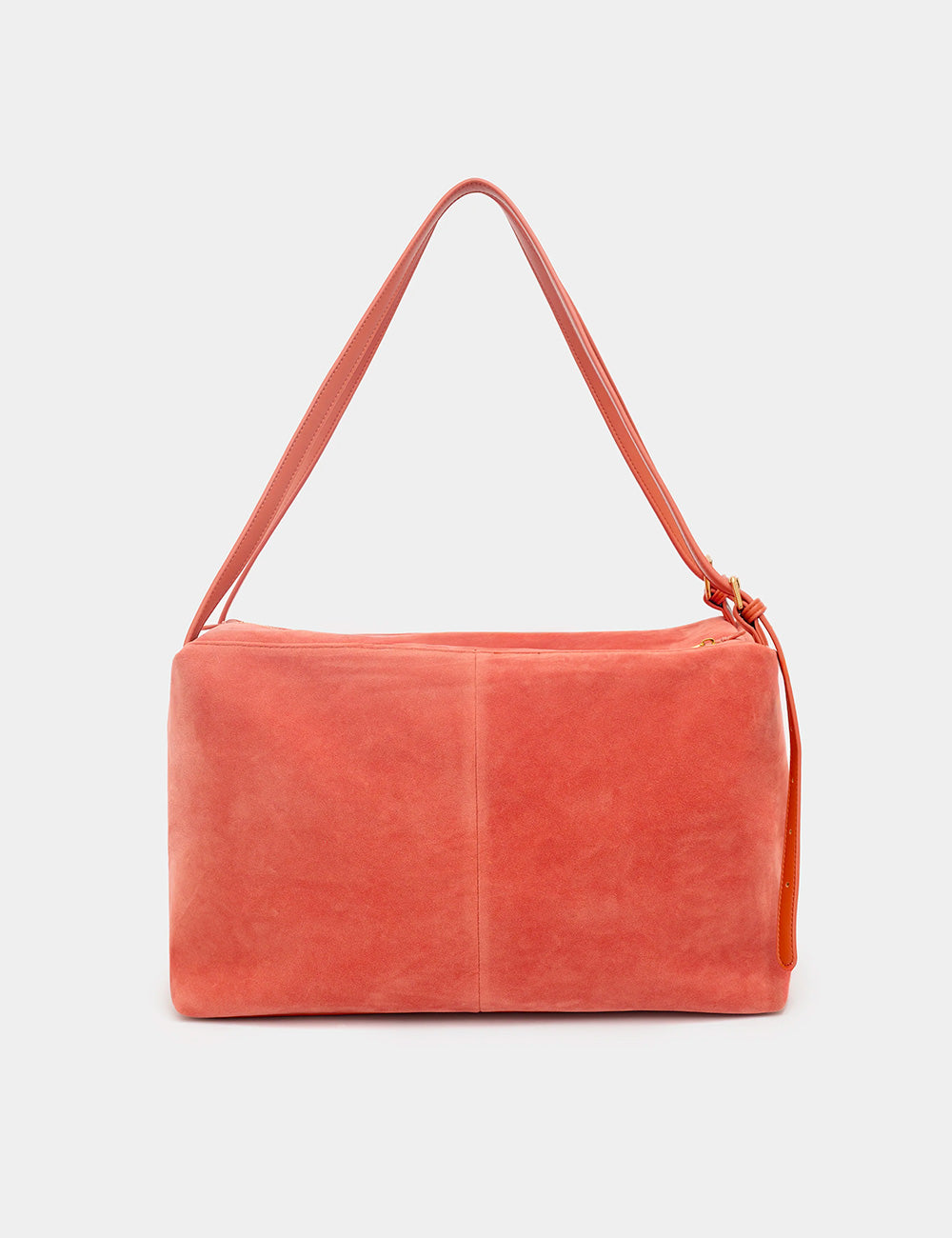 Borsa a spalla Nalì June Ruggine in suede color corallo rettangolare