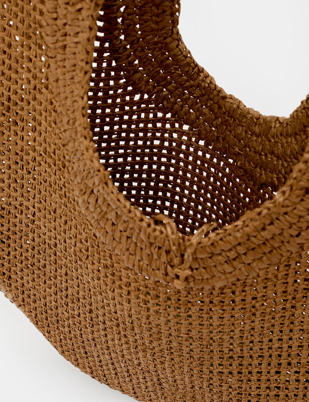 Borsa tote Nalì A Spalla Jackie Marrone intrecciata in paglia color tan con rete e manici robusti