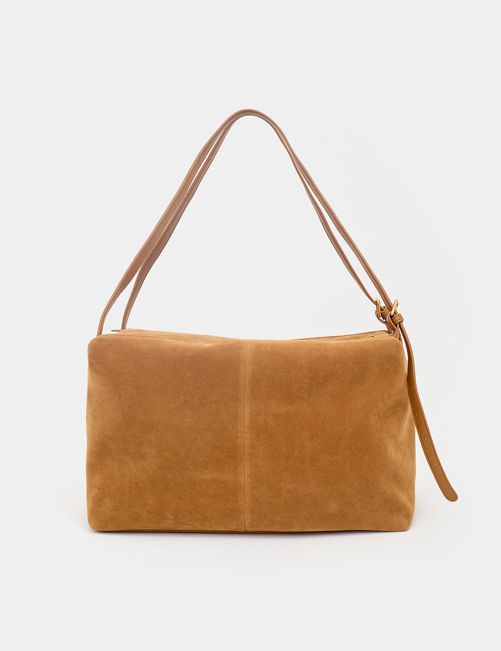 Borsa Nalì A Spalla June Marrone in suede tan con cinghie in pelle abbinata