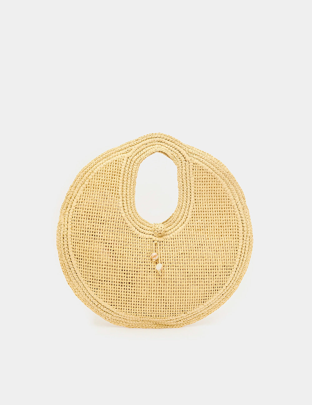 Borsa Nalì A Spalla Jackie Naturale in paglia intrecciata beige con perla centrale