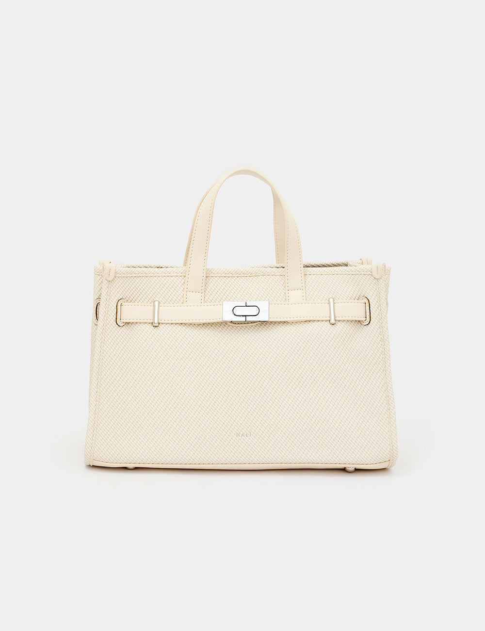 Borsa Nalì A Mano Bexhill Beige panna con trama intrecciata e manici coordinati
