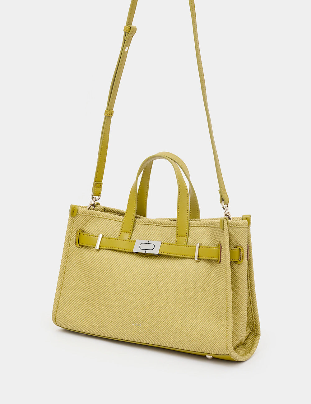 Borsa Nalì A Mano Bexhill Verde verde lime con fibbia argento e tracolla