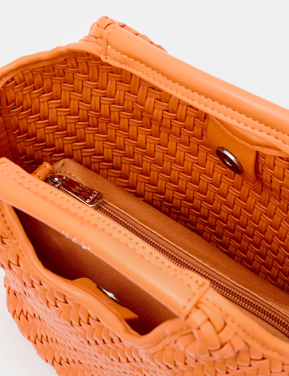 Borsa Nalì A Mano Cambridge Arancio intrecciata arancione con rifiniture in pelle