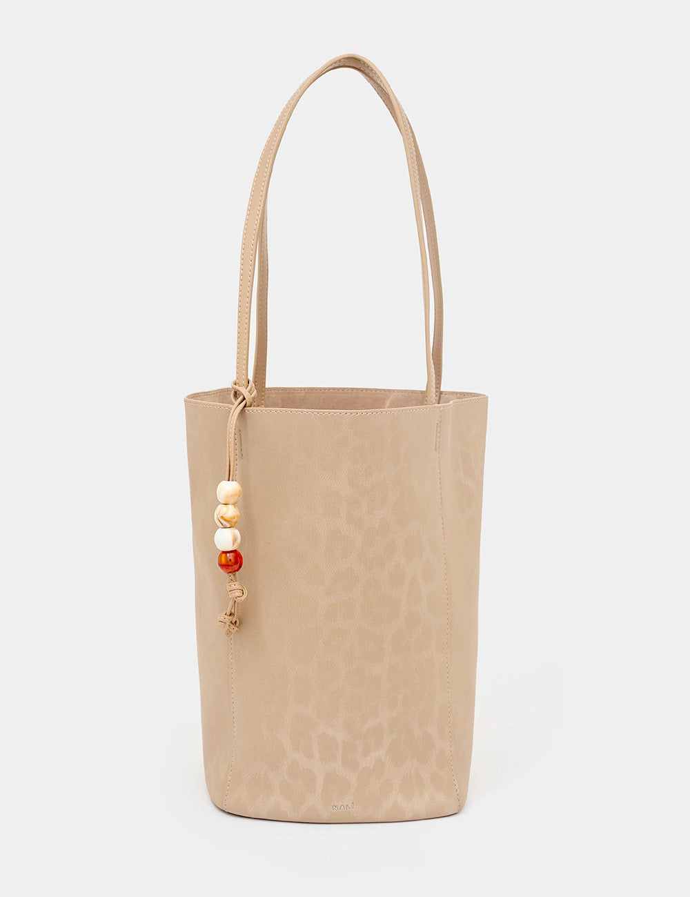 Borsa Nalì A Spalla Perth Beige in pelle con nappa e tassello perline