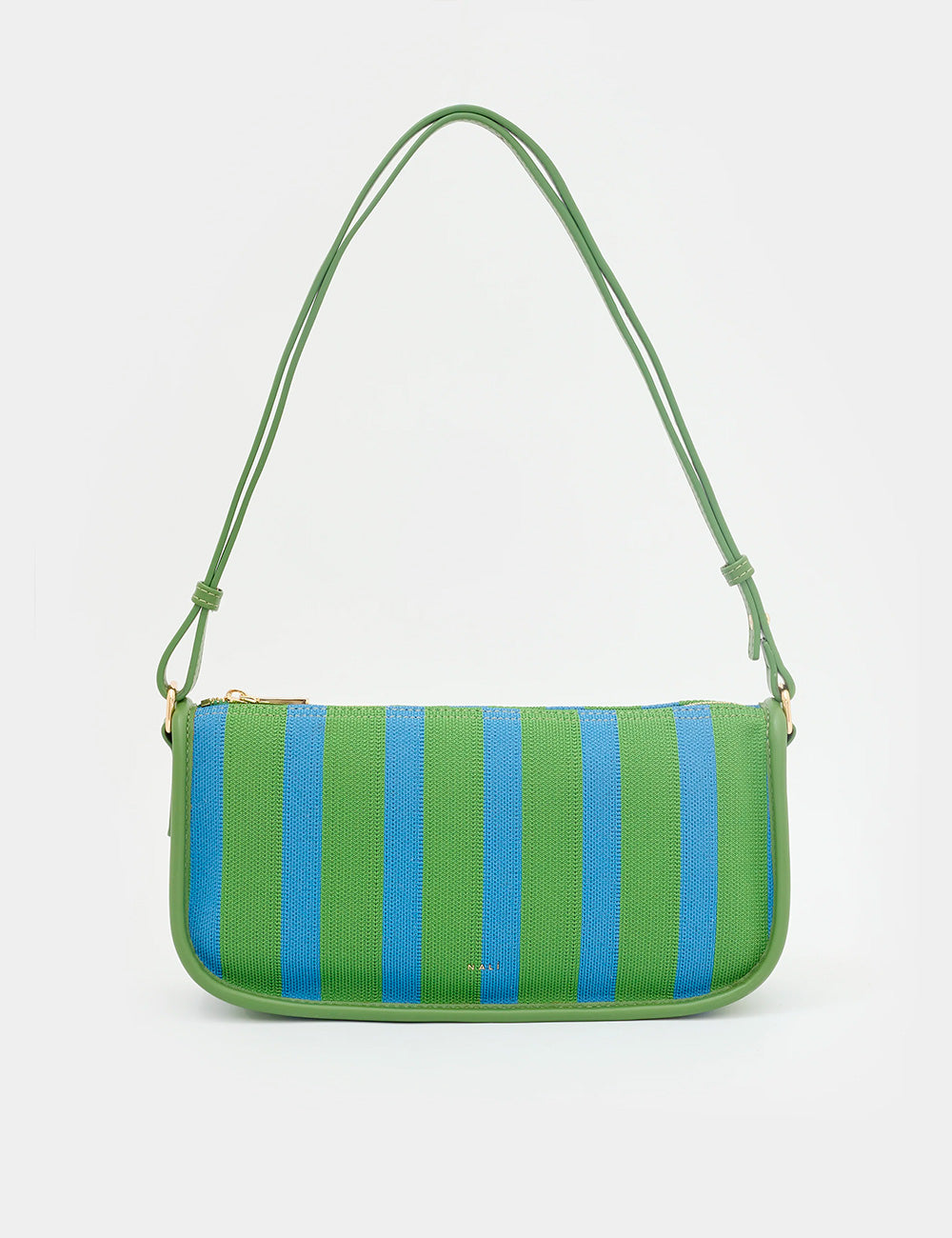 Borsa Nalì A Spalla Texas Blu Verde verde-blu righe con tracolla pelle verde