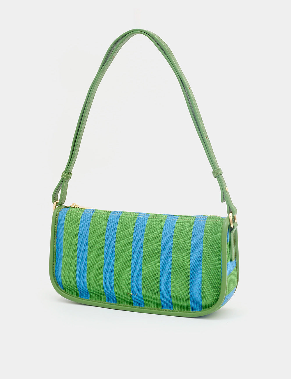 Borsa Nalì A Spalla Texas Blu Verde, verde-blu rigata con tracolla verde