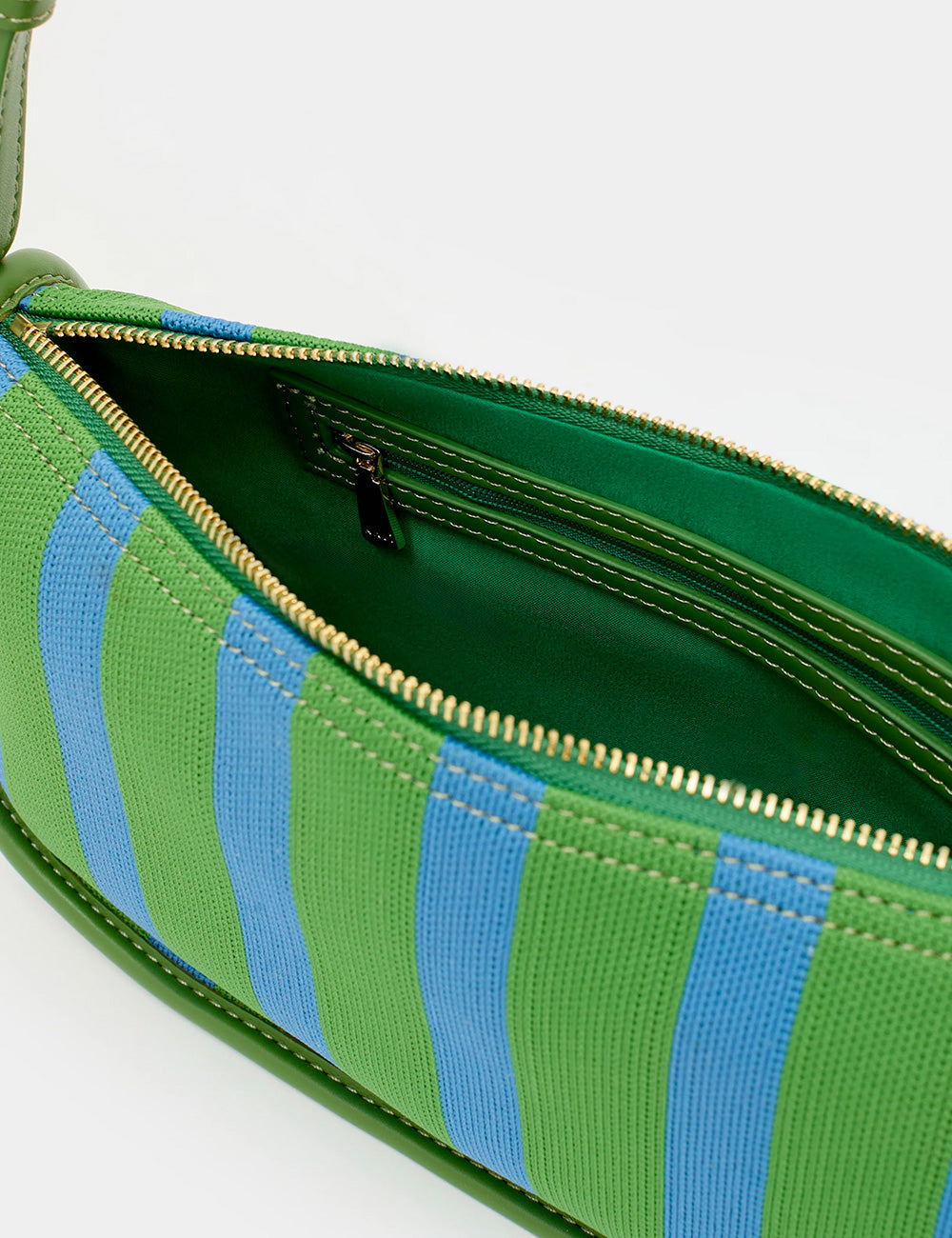 Borsa Nalì A Spalla Texas Blu Verde righe verdi blu cerniera oro