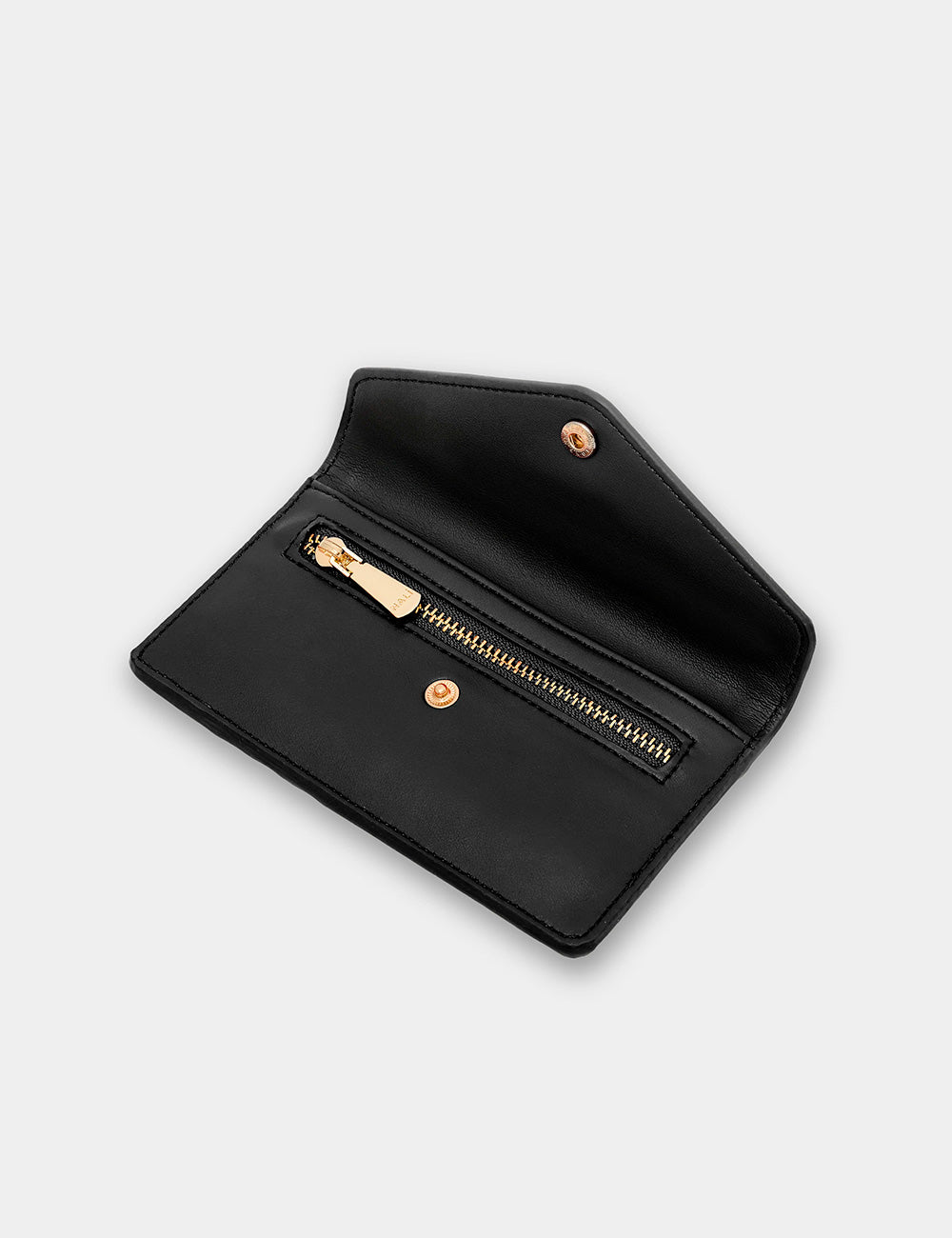Portafoglio Nalì Toledo Nero in pelle nera con zip e bottoni dorati