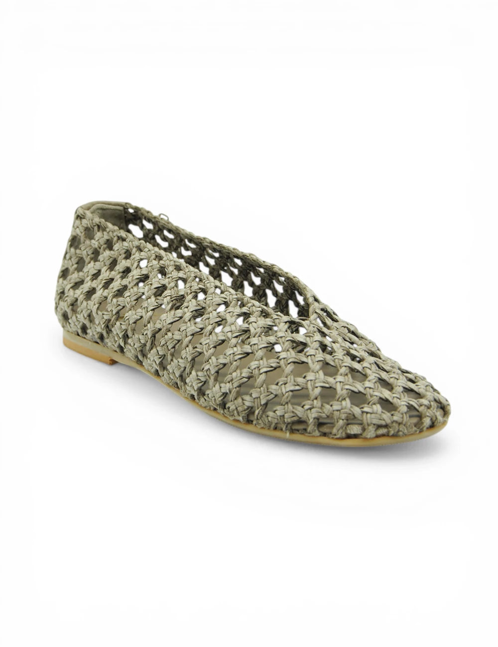 Scarpa ballerina Niche Tortora verde oliva intrecciata tacco basso