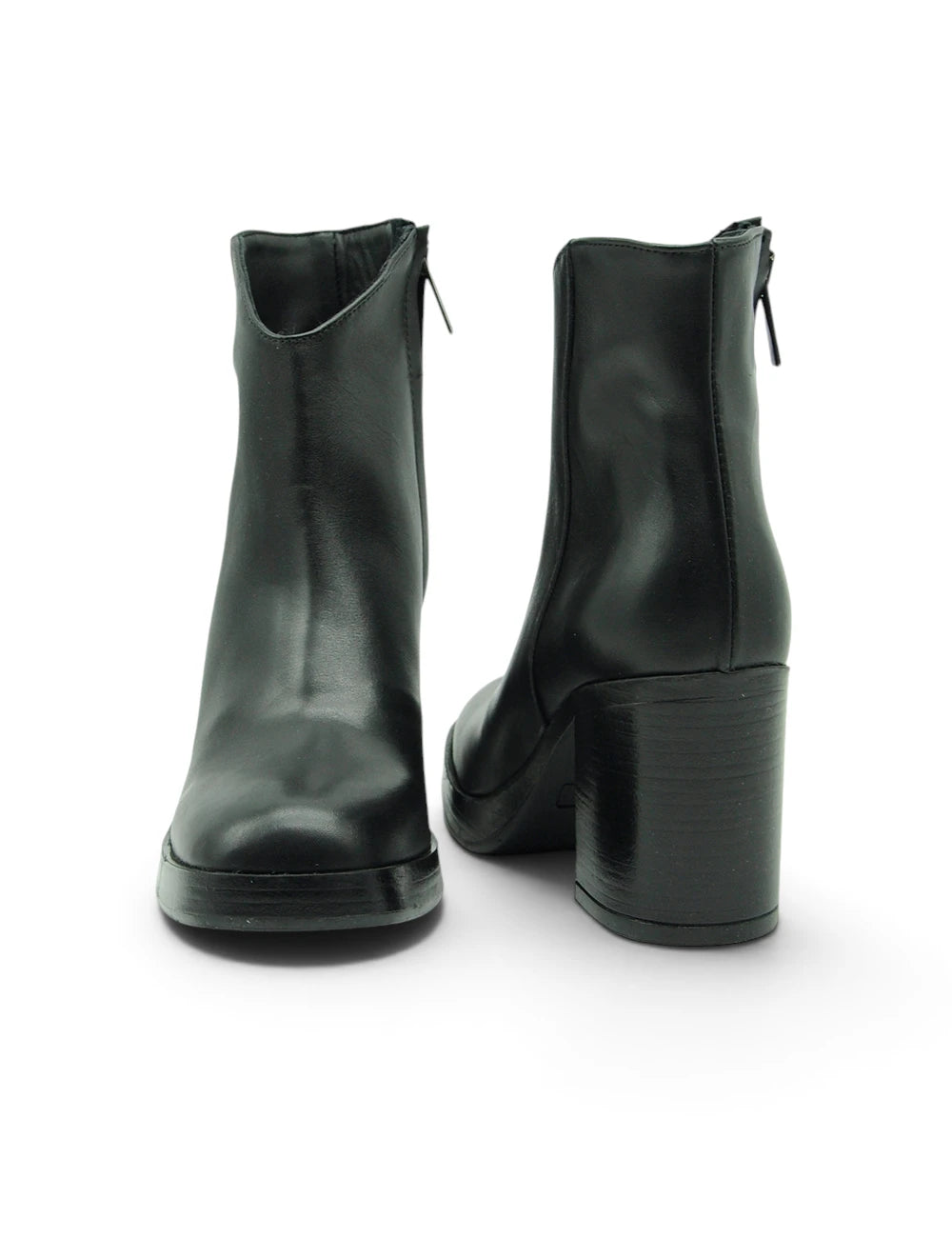 Niche tronchetto texas nero stivaletti neri in pelle lucida con tacco largo e chunky block heel