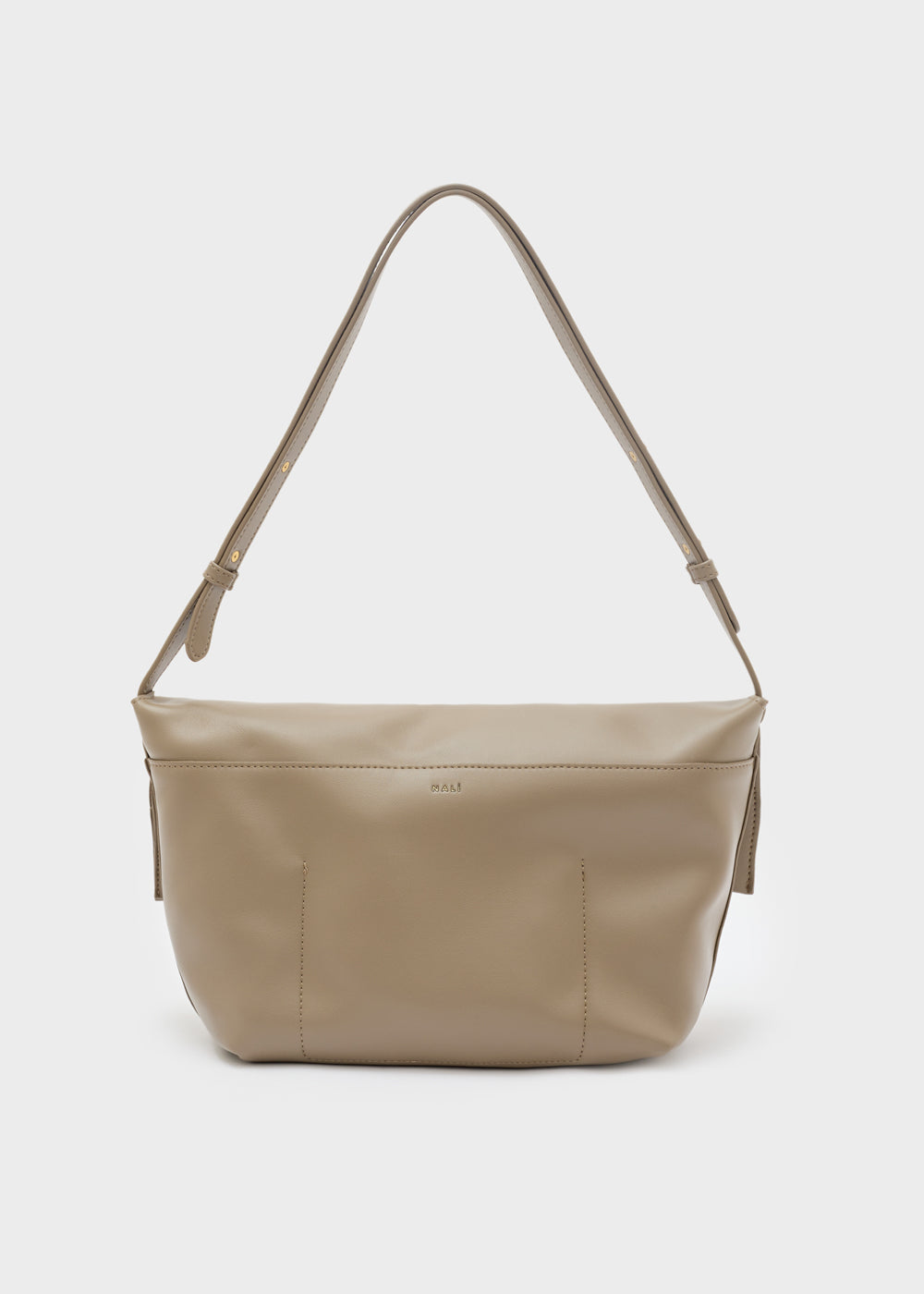 Beige leather shoulder bag nalì a spalla teda tortora with minimalist design and subtle stitching details