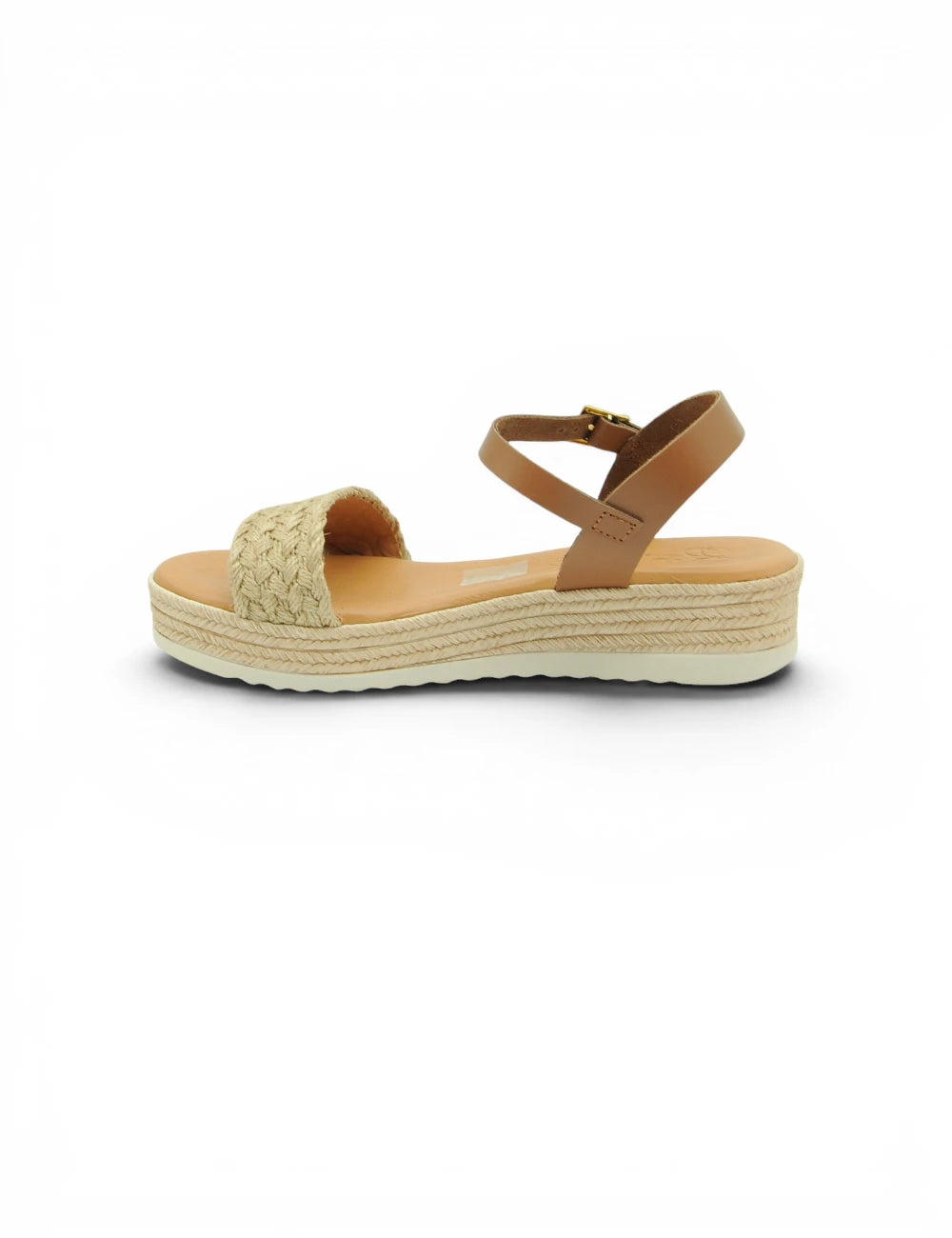 Sandalo espadrille platform tan con cinturino intrecciato e fibbia in pelle oh my sandals espadrillas roble
