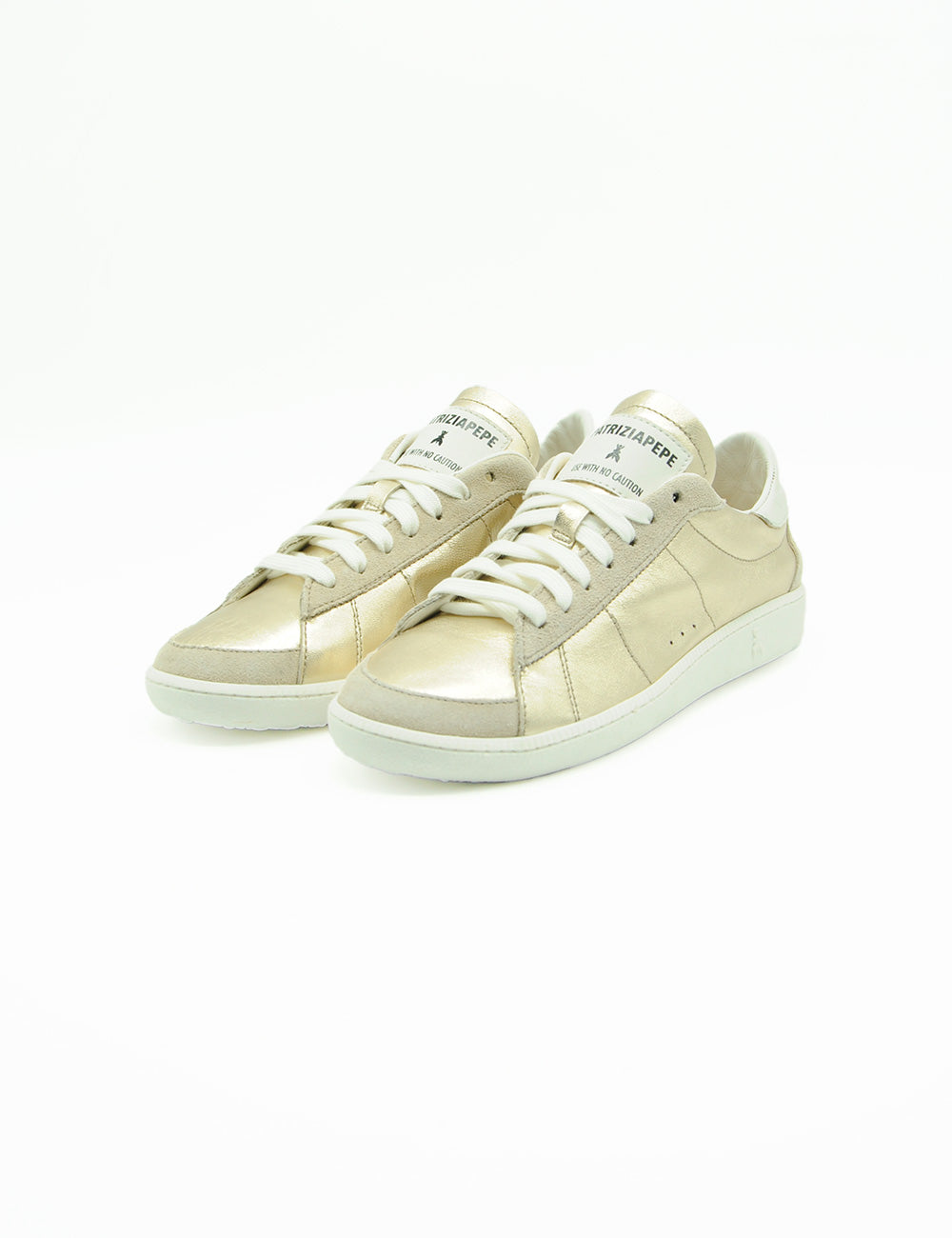 Sneakers Patrizia Pepe Skin 93 in pelle metallica oro lucida
