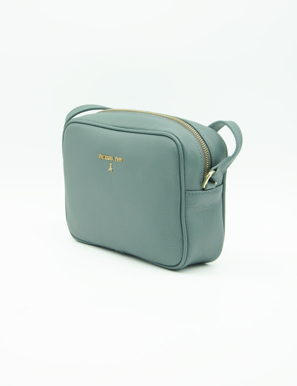 Borsa a tracolla Patrizia Pepe Camera New Urban Green in pelle verde salvia con hardware dorato e design minimalista