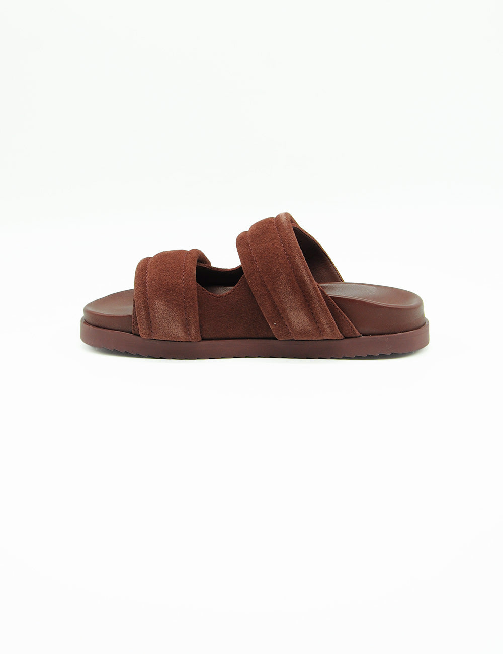 Ciabatta Patrizia Pepe in suede marrone con due cinghie e suola flat cushioned