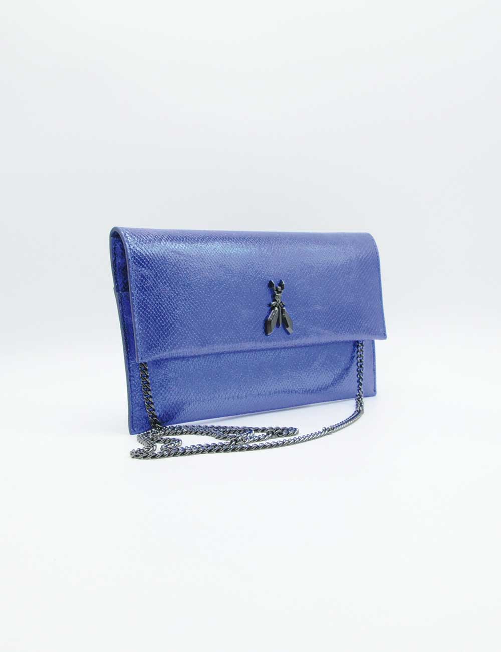 Patrizia Pepe Clutch Fly Shiny Blue Ray