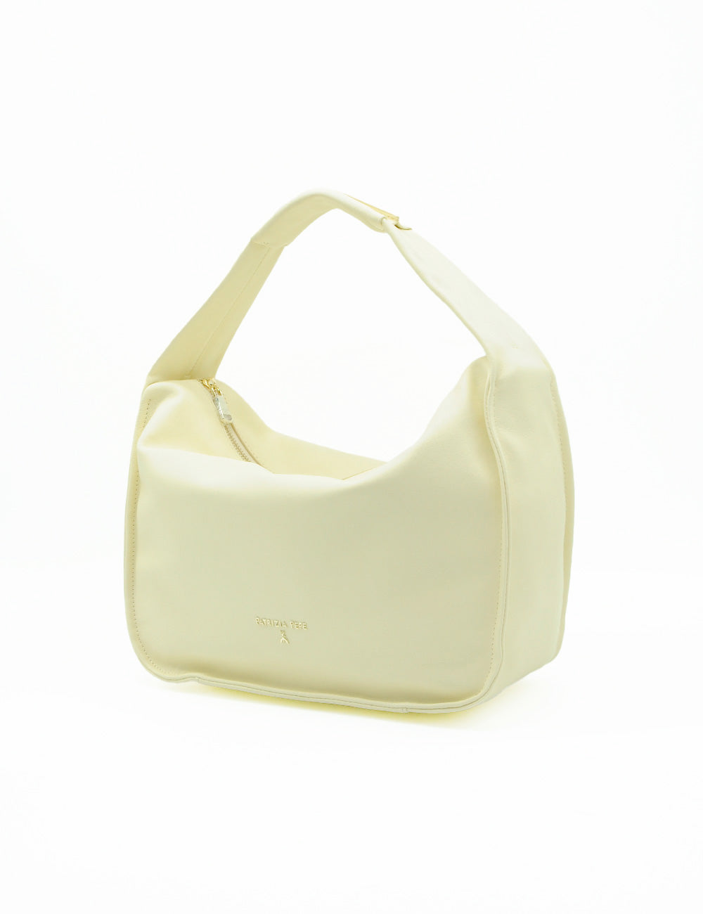 Borsa hobo Patrizia Pepe Wooly White in nylon crema con hardware oro