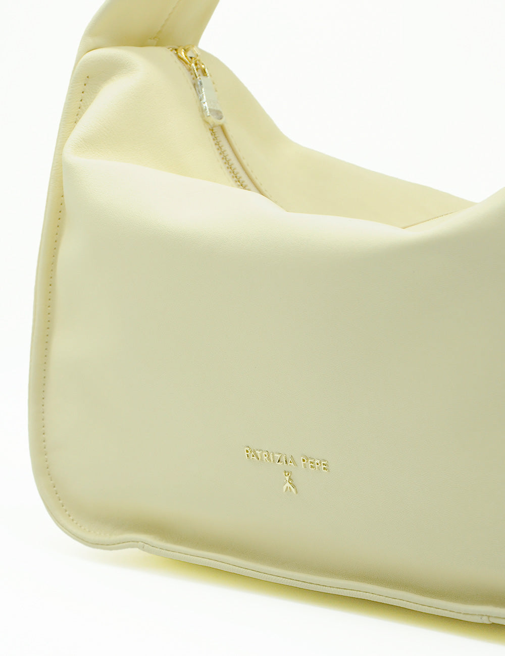 Borsa Patrizia Pepe hobo in lana bianca con zip dorata
