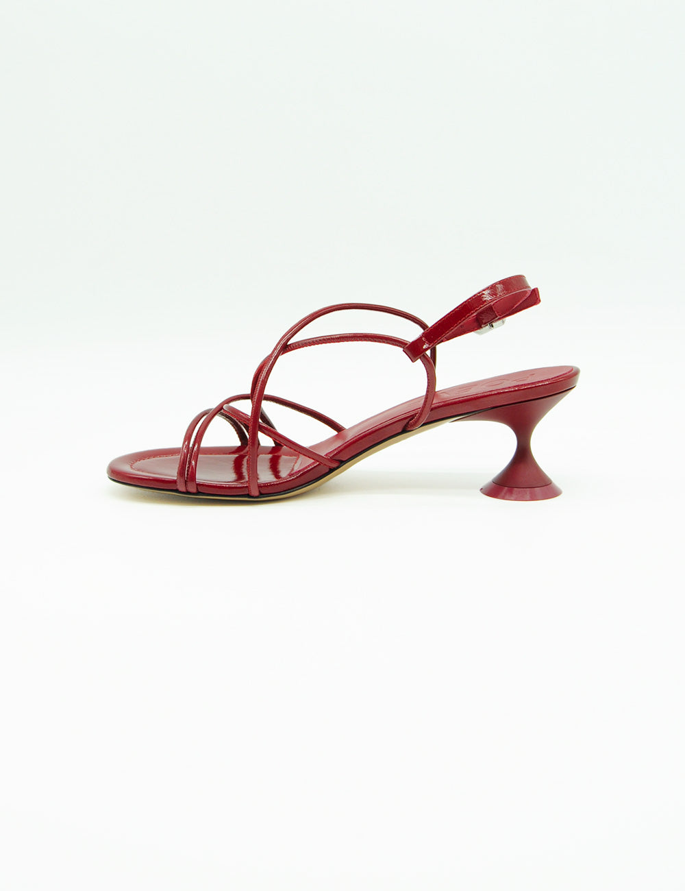 Sandalo POEVE Venice Rubino in pelle rossa patent con tacco scolpito