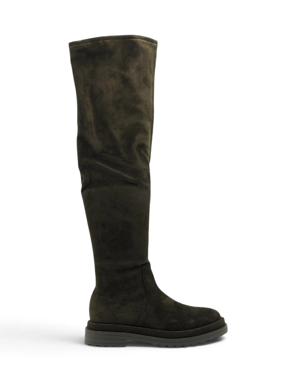 Stivale over-the-knee tosca blu isabelle testa moro in pelle scamosciata verde oliva con suola chunky nera