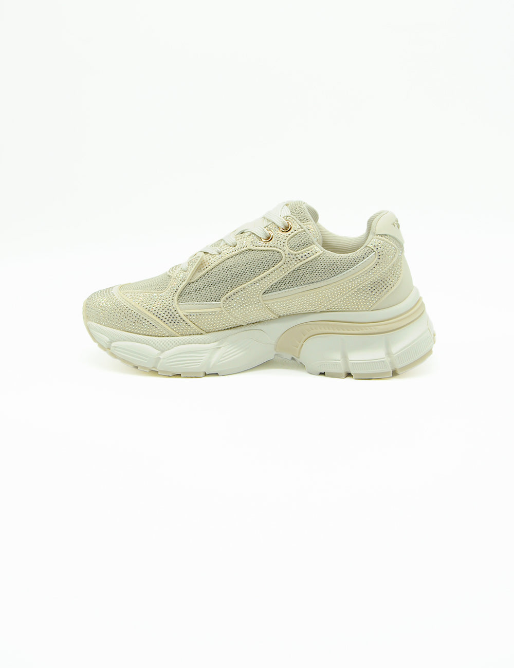 Sneaker Tosca Blu Runner Mirabel Beige in mesh e camoscio crema con suola chunky bianca