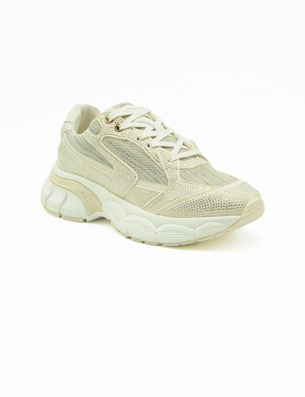 Sneaker Tosca Blu Runner Mirabel Beige in rete color crema con suola bianca chunky e passanti oro