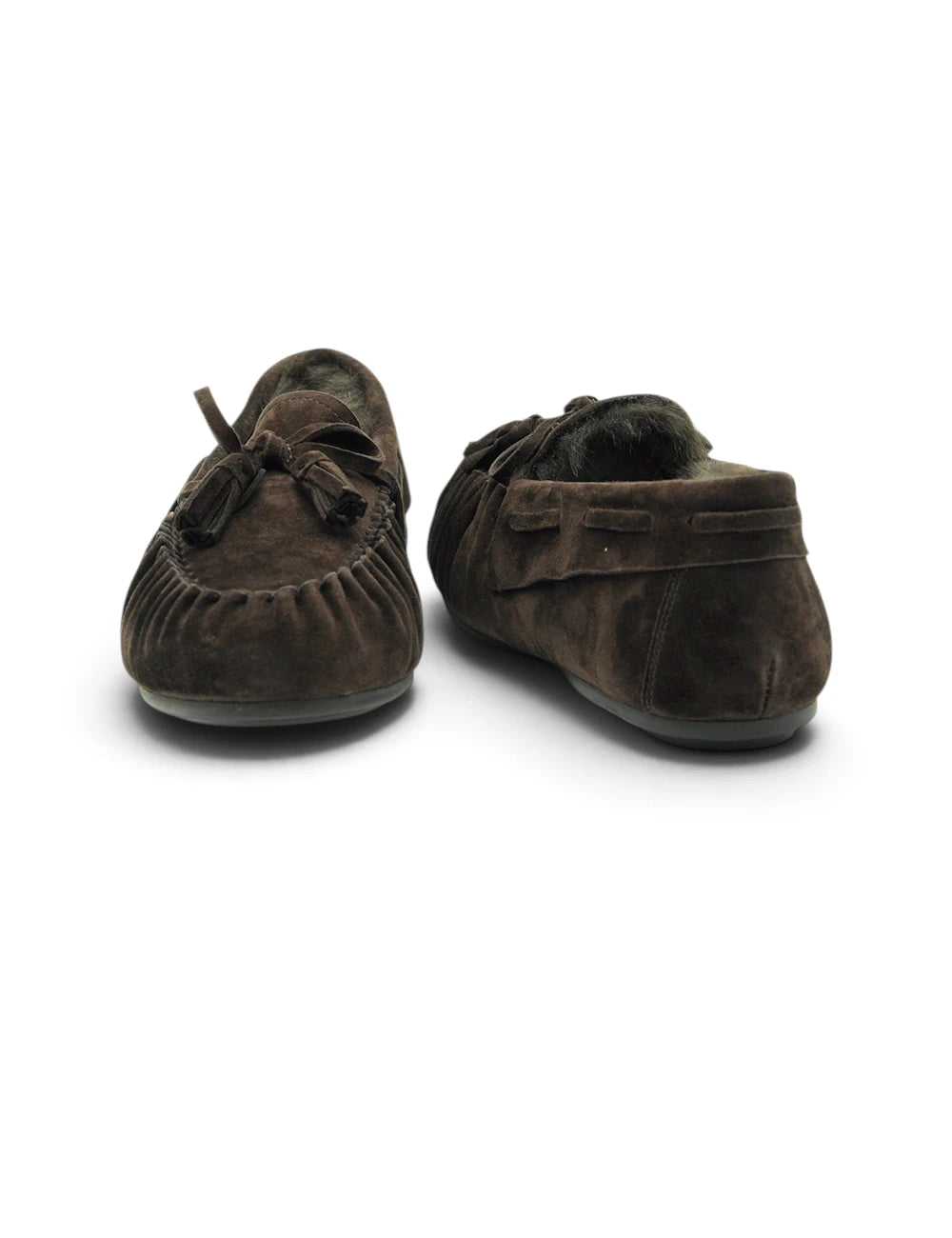 Brown mocassino loafer tosci blu in camoscio con interno morbido e nappine decorative