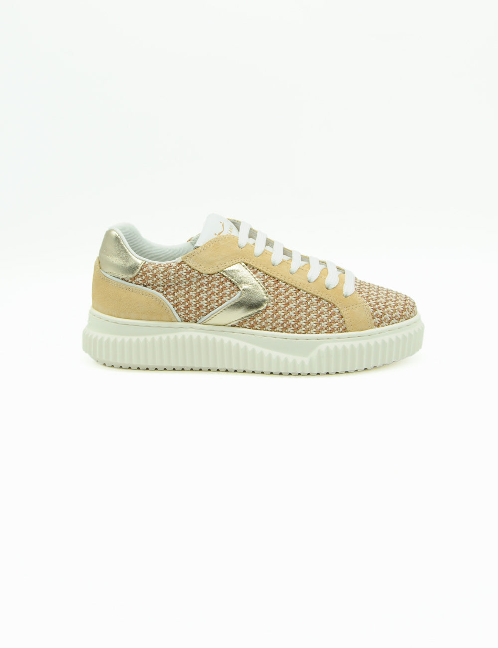 Sneaker Voile Blanche Lipari Beige Vanilla con logo metallico laterale
