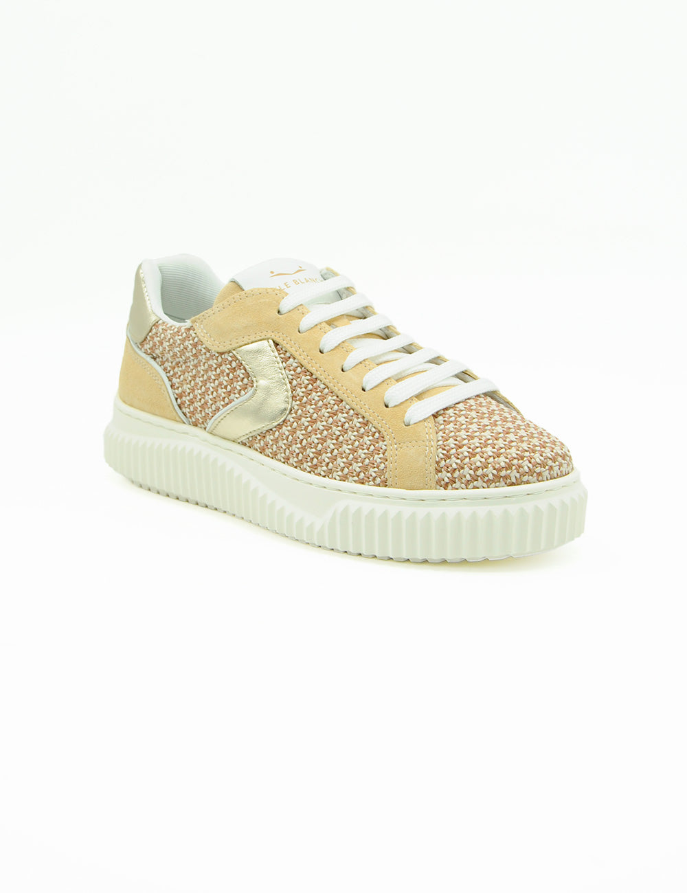 Sneaker Voile Blanche Lipari beige e vaniglia con glitter e suola chunky
